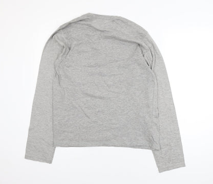 KB Polo Mens Grey Long Sleeve Graphic Cotton T-Shirt Size M