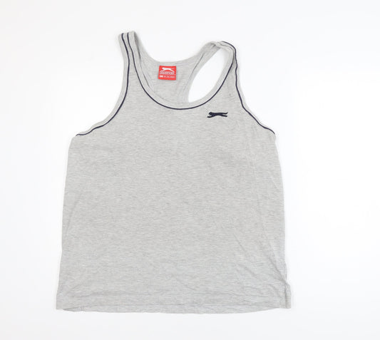 Slazenger Men Grey Tank Top L Athletic Fit Sports Gym Vest