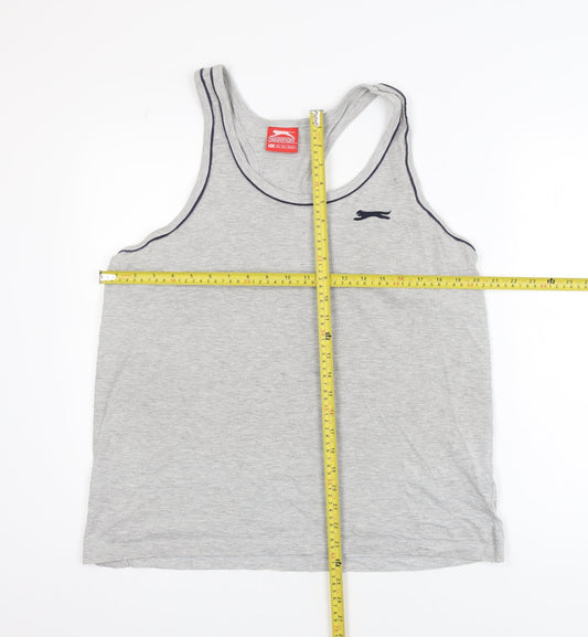 Slazenger Men Grey Tank Top L Athletic Fit Sports Gym Vest