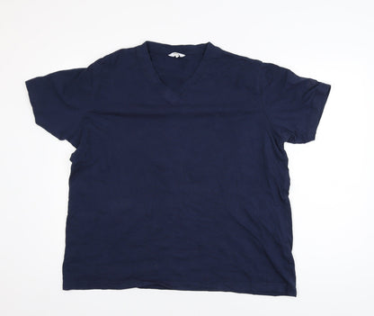Cotton Traders Men's Blue XL V-Neck Short Sleeve Cotton T-Shirt