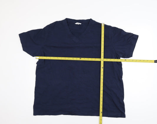 Cotton Traders Men's Blue XL V-Neck Short Sleeve Cotton T-Shirt