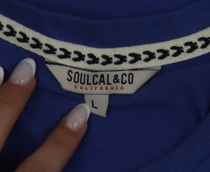 SoulCal & Co Men's Blue Crew Neck Graphic Print Cotton T-Shirt Size L