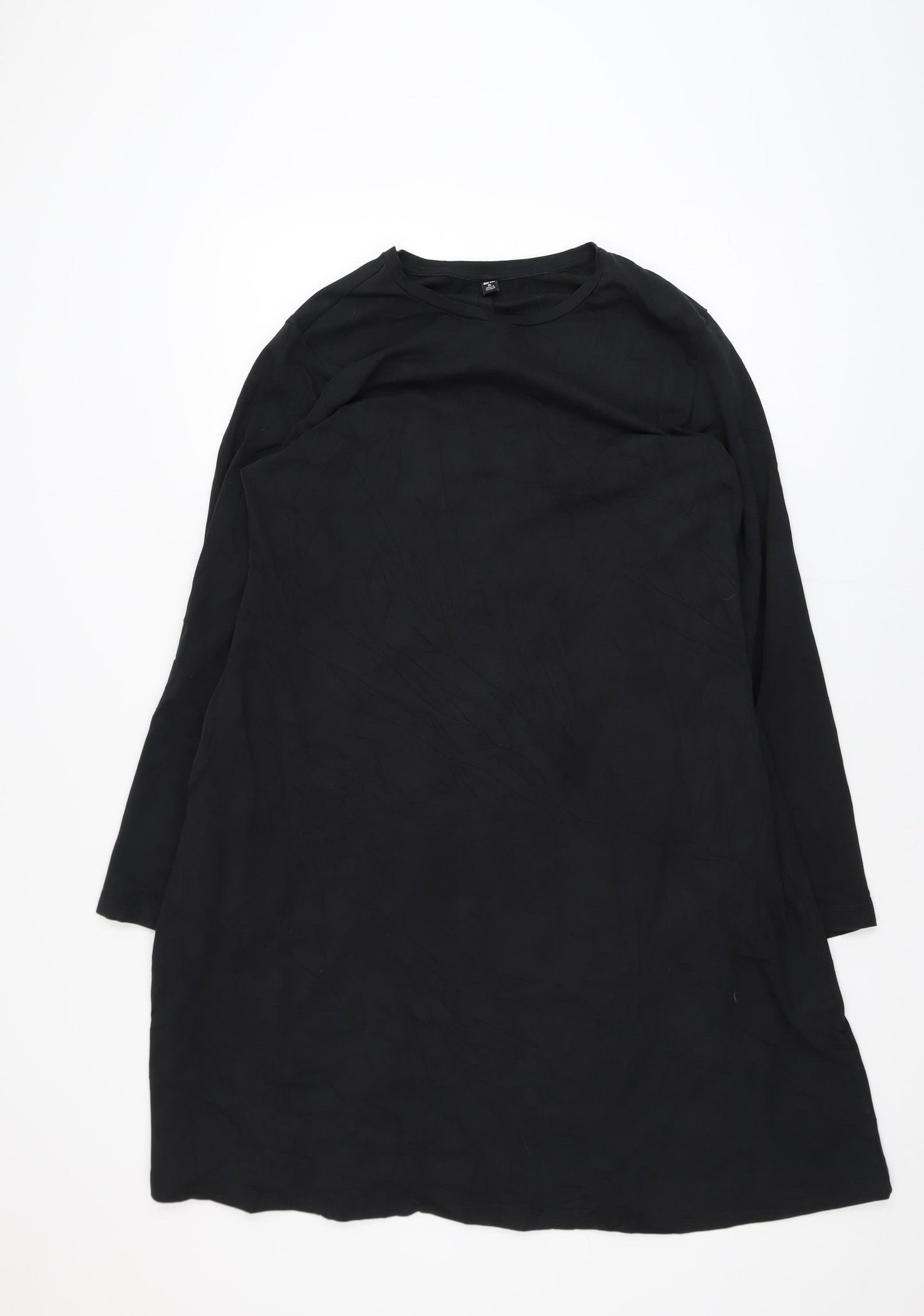 Uniqlo Women Black XL Shift Dress Long Sleeve Cotton Blend