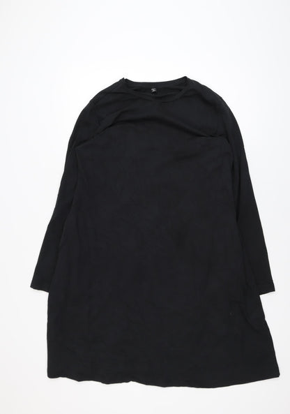Uniqlo Women Black XL Shift Dress Long Sleeve Cotton Blend