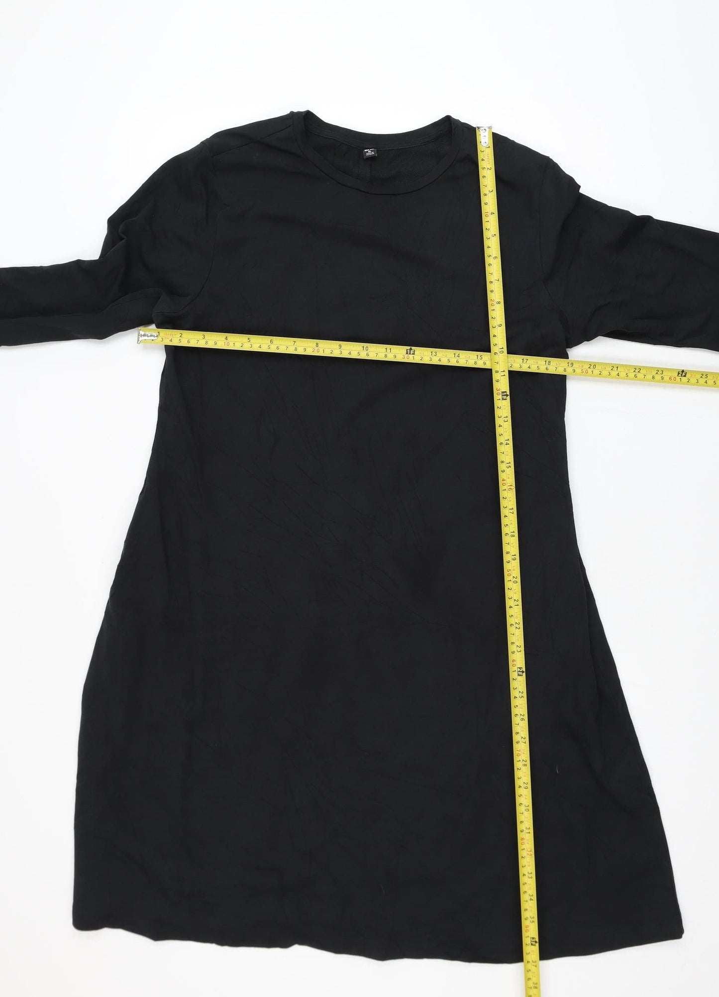 Uniqlo Women Black XL Shift Dress Long Sleeve Cotton Blend