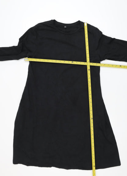 Uniqlo Women Black XL Shift Dress Long Sleeve Cotton Blend