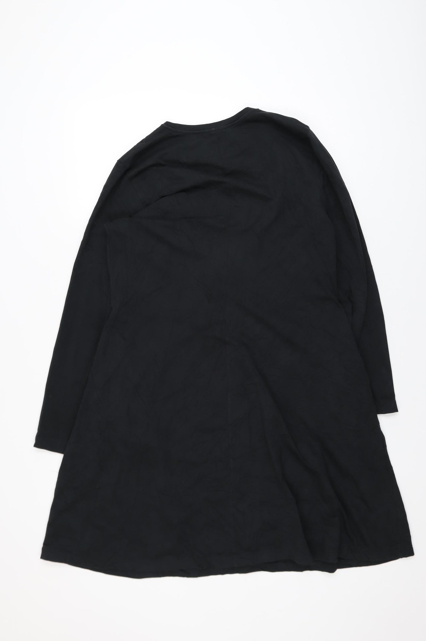 Uniqlo Women Black XL Shift Dress Long Sleeve Cotton Blend