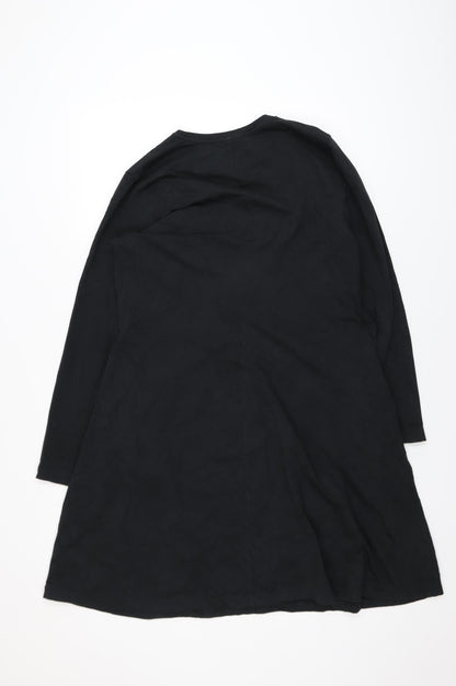 Uniqlo Women Black XL Shift Dress Long Sleeve Cotton Blend
