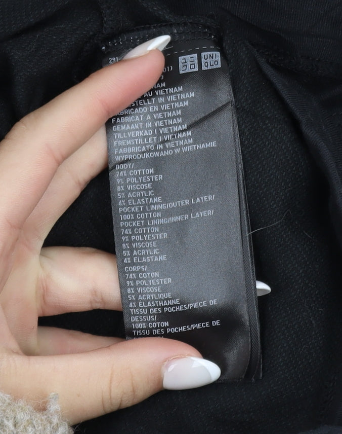 Uniqlo Women Black XL Shift Dress Long Sleeve Cotton Blend