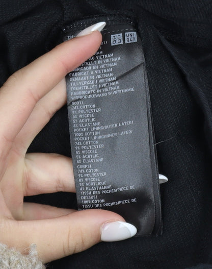 Uniqlo Women Black XL Shift Dress Long Sleeve Cotton Blend