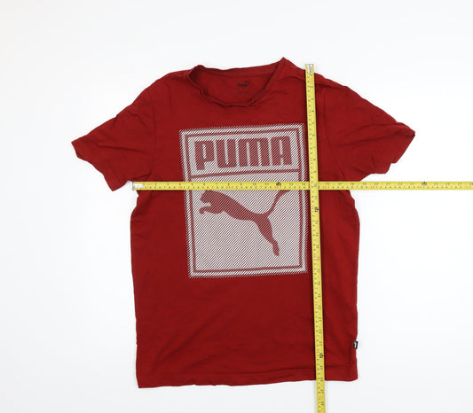Puma Men's Red Graphic Logo Short Sleeve Cotton T-Shirt Size S
