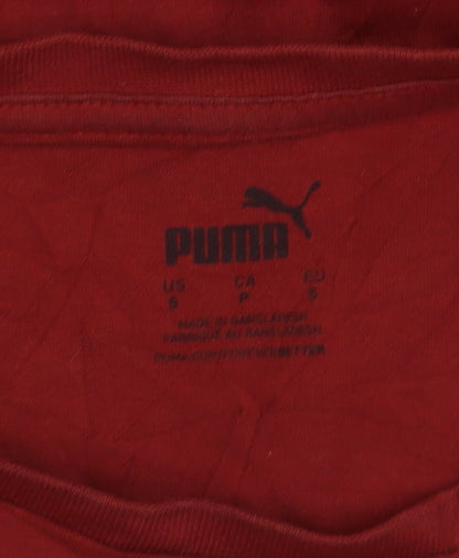Puma Men's Red Graphic Logo Short Sleeve Cotton T-Shirt Size S