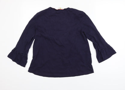 Boden Women's Blue 3/4 Sleeve Tunic Blouse Size 10 Modal Cotton