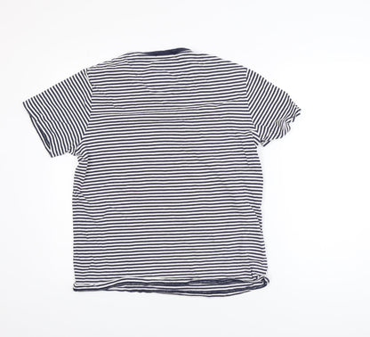 Fred Perry Women's Blue Striped Cotton T-Shirt M Classic Short Sleeve