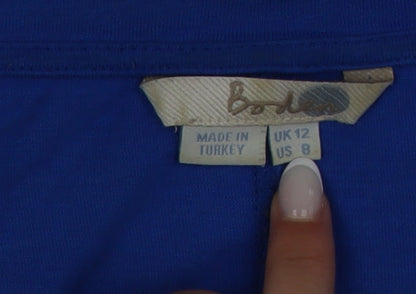 Boden Women Blue Size 12 Long Sleeve Basic Jersey Blouse