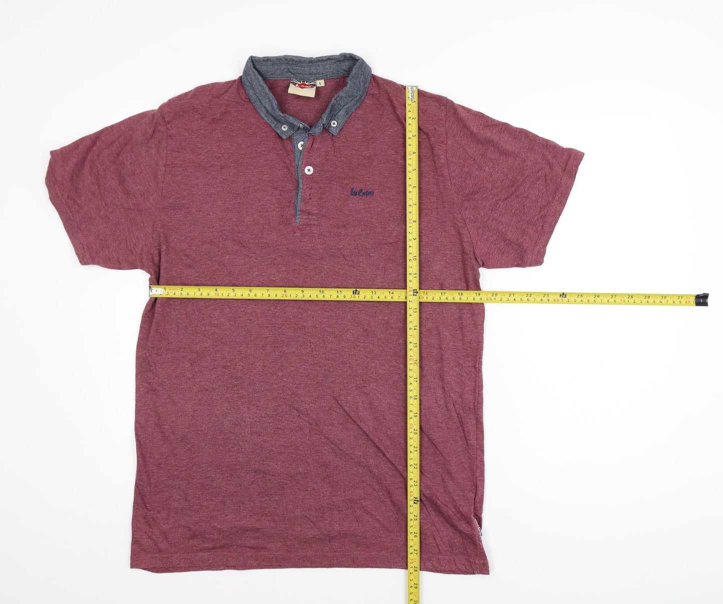 Lee Cooper Men's Red Collared Short Sleeve Polo Shirt Size L