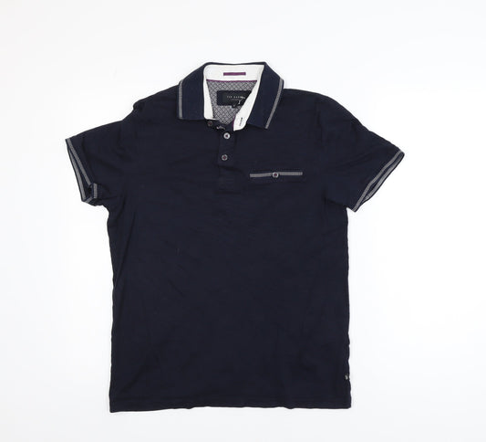 Ted Baker Men's Blue Short Sleeve Cotton Polo Shirt Size S
