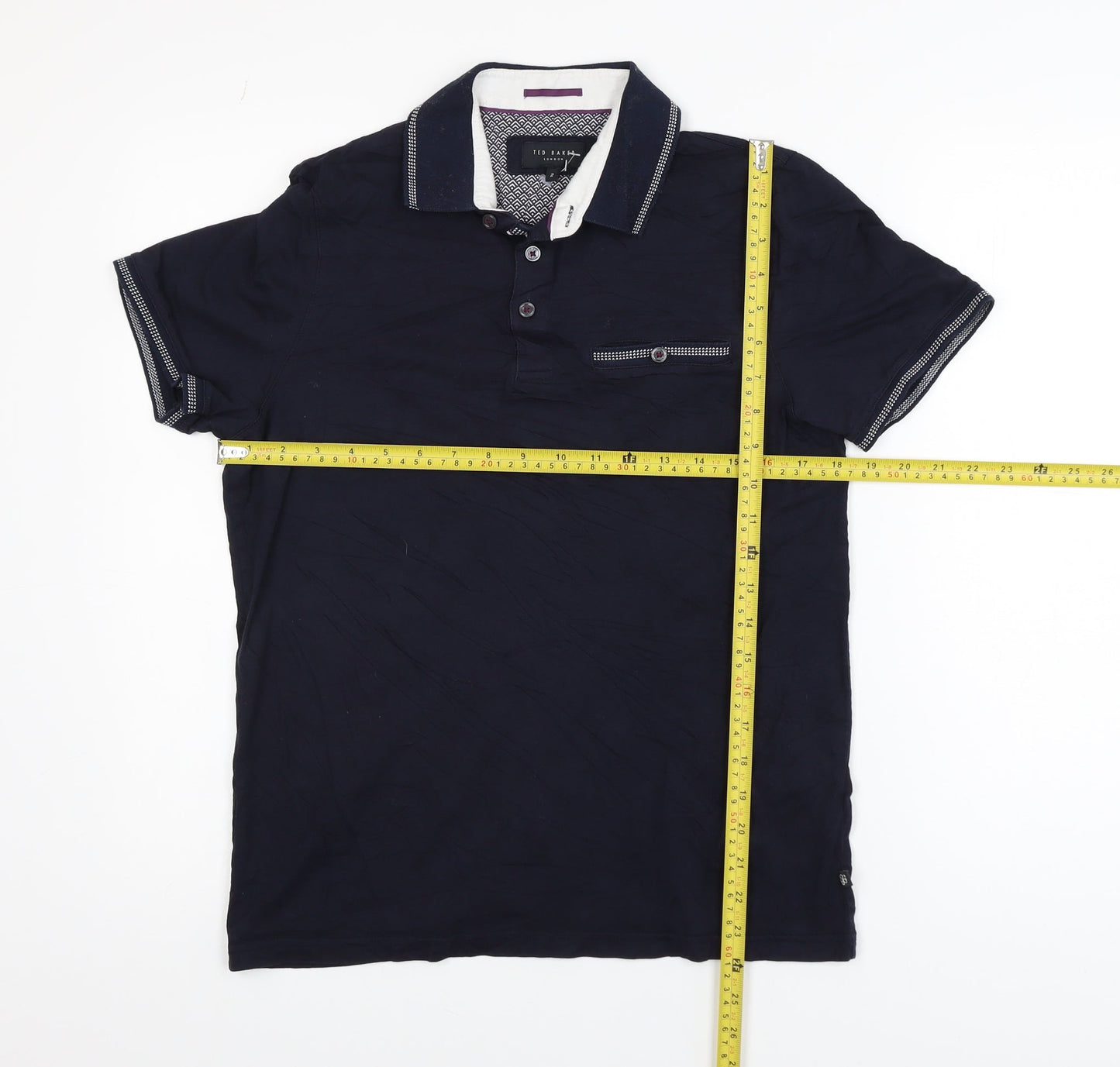Ted Baker Men's Blue Short Sleeve Cotton Polo Shirt Size S