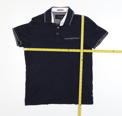 Ted Baker Men's Blue Short Sleeve Cotton Polo Shirt Size S