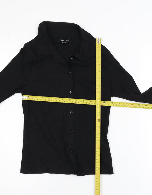 New Look Womens Black Collared Button Up Knitted Cardigan Size 8