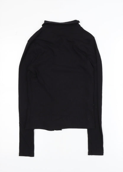 New Look Womens Black Collared Button Up Knitted Cardigan Size 8