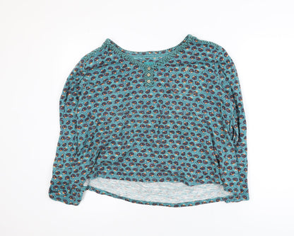 Mantaray Womens Blue Floral 100% Cotton Tunic Blouse Size 16