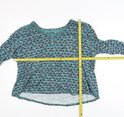 Mantaray Womens Blue Floral 100% Cotton Tunic Blouse Size 16