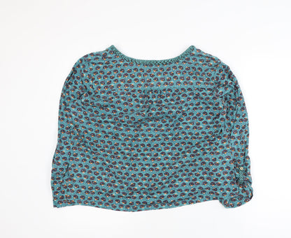Mantaray Womens Blue Floral 100% Cotton Tunic Blouse Size 16