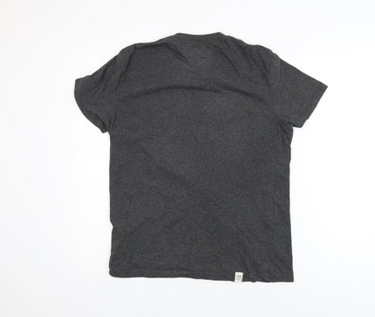 Being Human Men's Grey Studded Logo Crew Neck T-Shirt Size M