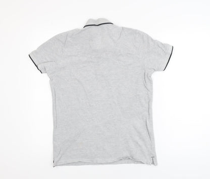 Jack & Jones Mens Grey Short Sleeve Cotton Polo Shirt Size L