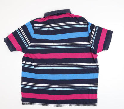 Marks and Spencer Blue Harbour Men's Navy Striped Polo XXL Regular Fit