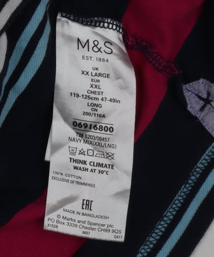 Marks and Spencer Blue Harbour Men's Navy Striped Polo XXL Regular Fit