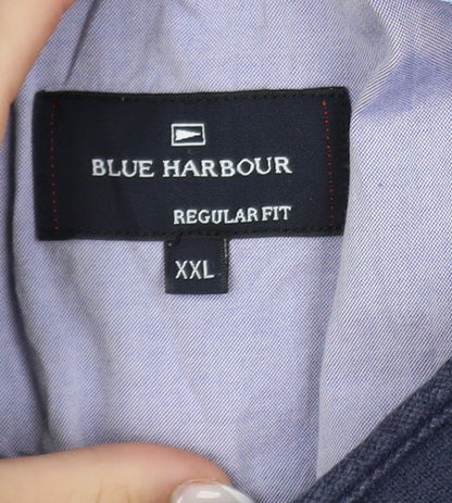 Marks and Spencer Blue Harbour Men's Navy Striped Polo XXL Regular Fit