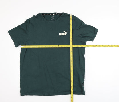 Puma Men's Green Short Sleeve Crew Neck Cotton Blend T-Shirt Size L