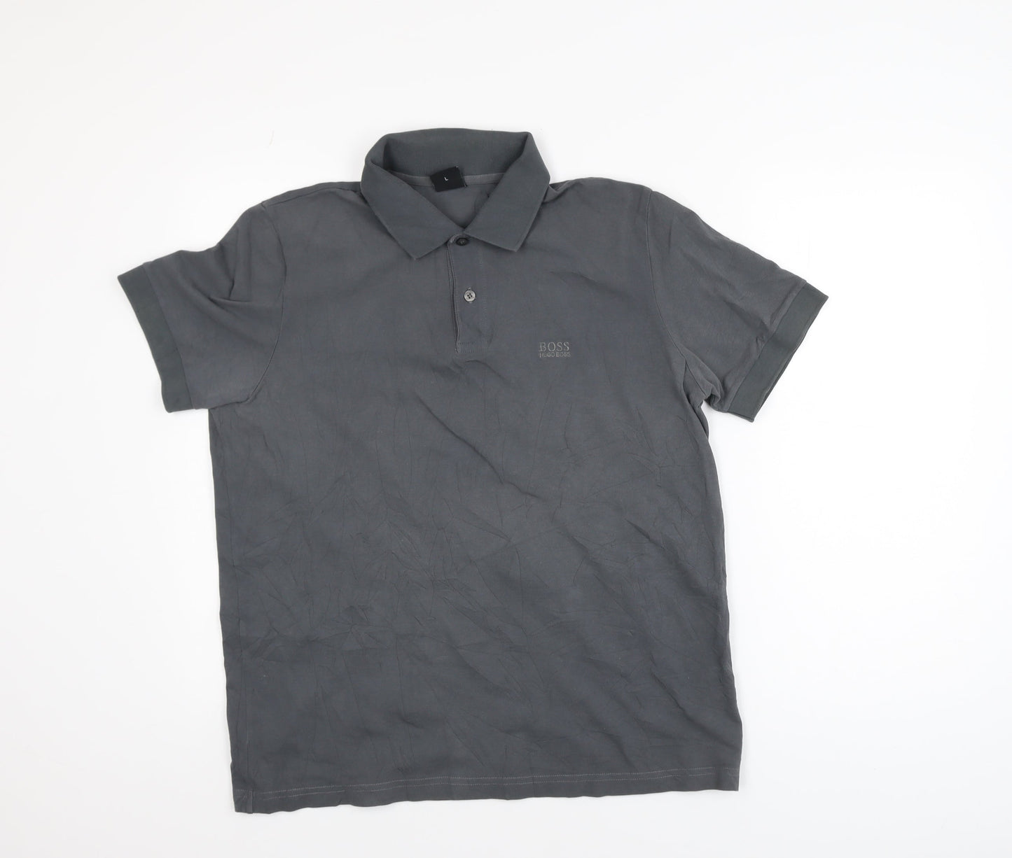 Hugo Boss Men's Grey Classic Fit Short Sleeve Polo Shirt L