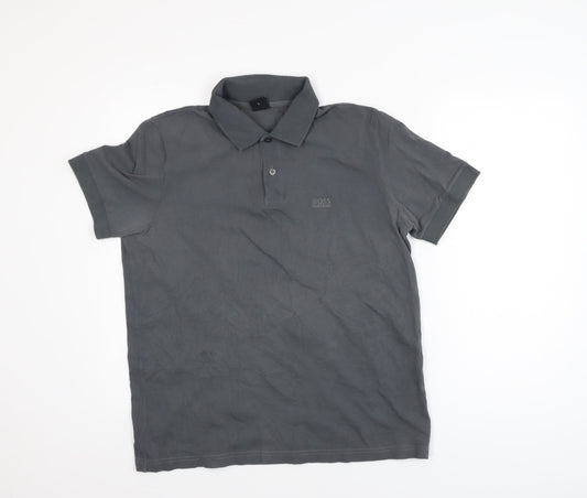 Hugo Boss Men's Grey Classic Fit Short Sleeve Polo Shirt L