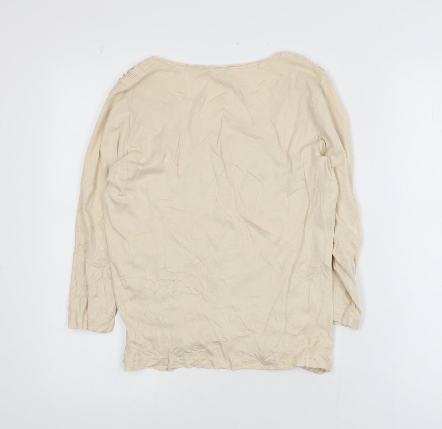 Marks and Spencer Women Beige Ruffle Detail Tunic Blouse Size 14