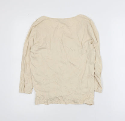 Marks and Spencer Women Beige Ruffle Detail Tunic Blouse Size 14
