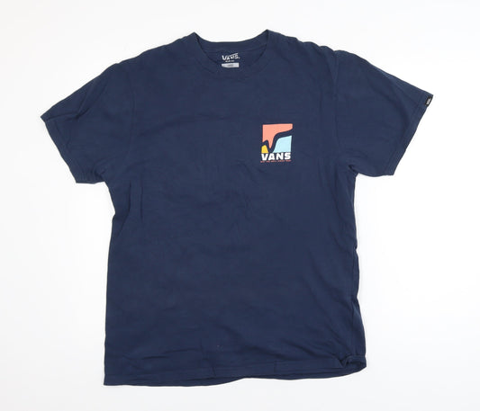 Vans Men's Blue Slim Fit Graphic Logo T-Shirt Size L