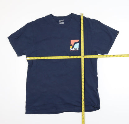 Vans Men's Blue Slim Fit Graphic Logo T-Shirt Size L