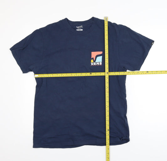 Vans Men's Blue Slim Fit Graphic Logo T-Shirt Size L