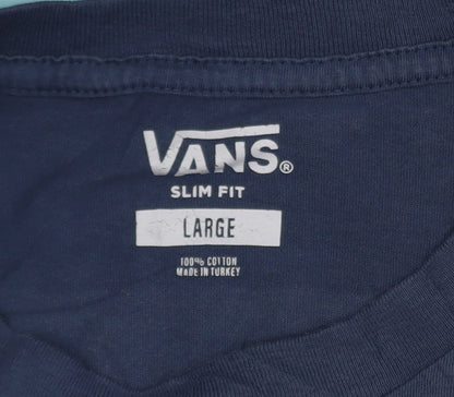 Vans Men's Blue Slim Fit Graphic Logo T-Shirt Size L