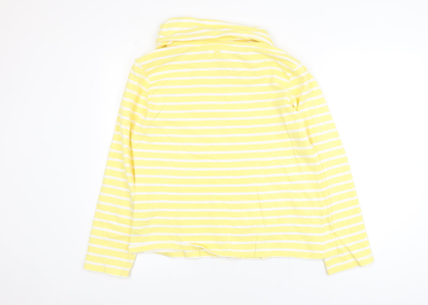 Mountain Warehouse Women Yellow Striped Roll Neck Cotton T-Shirt Size 12