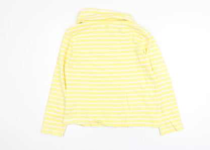 Mountain Warehouse Women Yellow Striped Roll Neck Cotton T-Shirt Size 12
