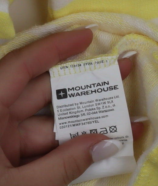 Mountain Warehouse Women Yellow Striped Roll Neck Cotton T-Shirt Size 12