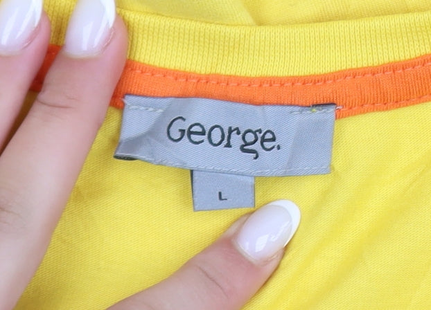 George Mens Yellow BBC Children In Need Pudsey T-Shirt L Cotton Crew Neck