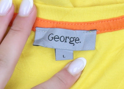 George Mens Yellow BBC Children In Need Pudsey T-Shirt L Cotton Crew Neck