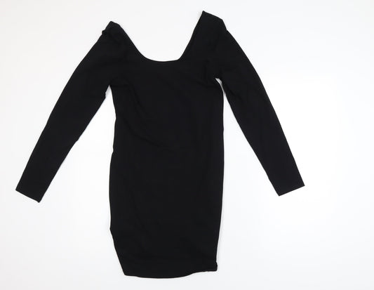 Miss Selfridge Women’s Black Bodycon Dress UK 14 Long Sleeve