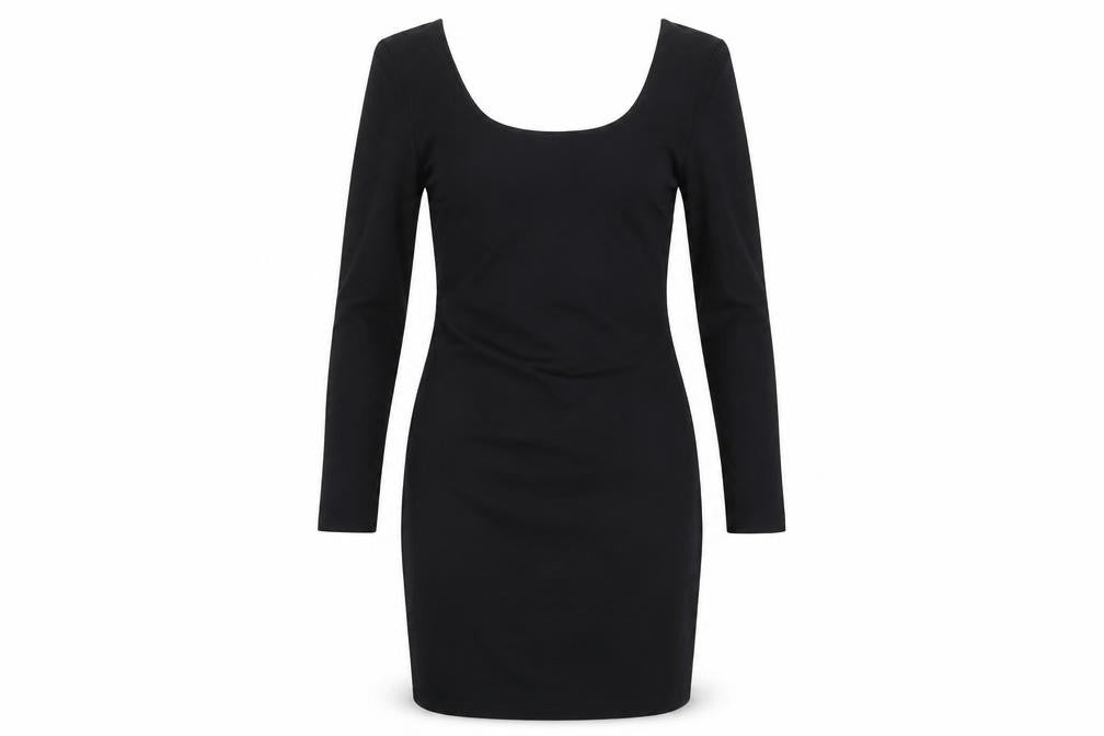 Front view of Miss Selfridge Women’s Black Bodycon Dress UK 14 Long Sleeve