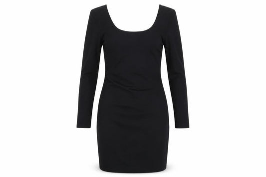 Front view of Miss Selfridge Women’s Black Bodycon Dress UK 14 Long Sleeve